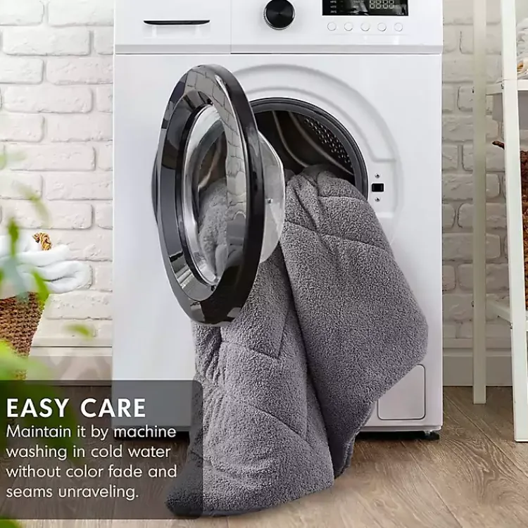 Comforters-Kirklands Home Quilted Teddy 3-pc. King Comforter Set Gray