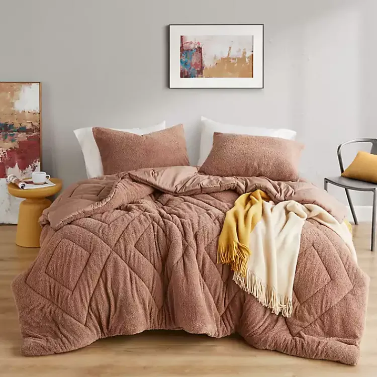 Comforters-Kirklands Home Quilted Teddy 3-pc. Full/Queen Comforter Set Brown