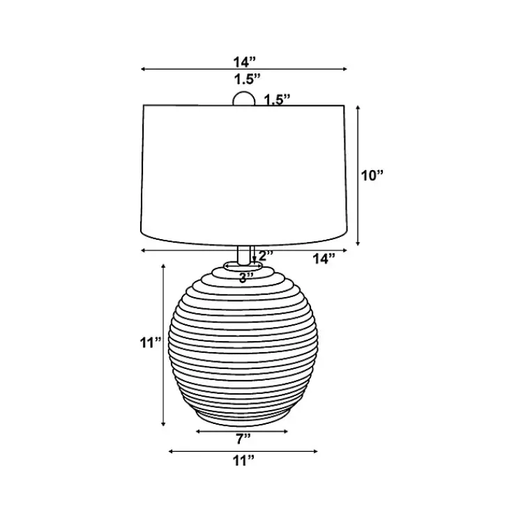 Table Lamps-Kirklands Home Acacia Wood Ribbed Polo Table Lamp Ivory