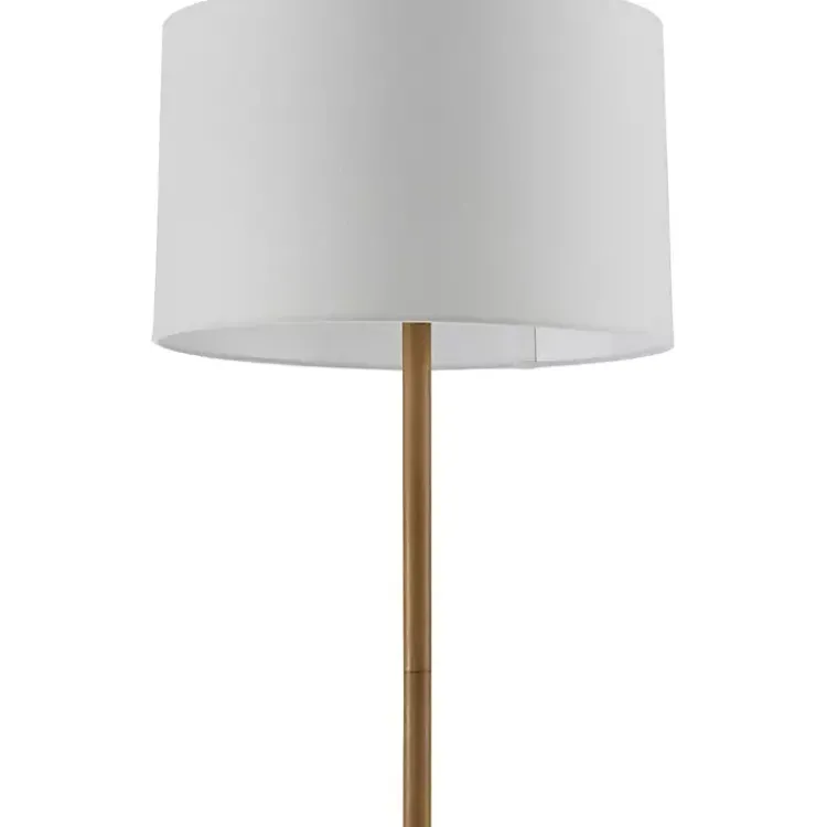 Floor Lamps-Kirklands Home Brown Woven Marni Floor Lamp White