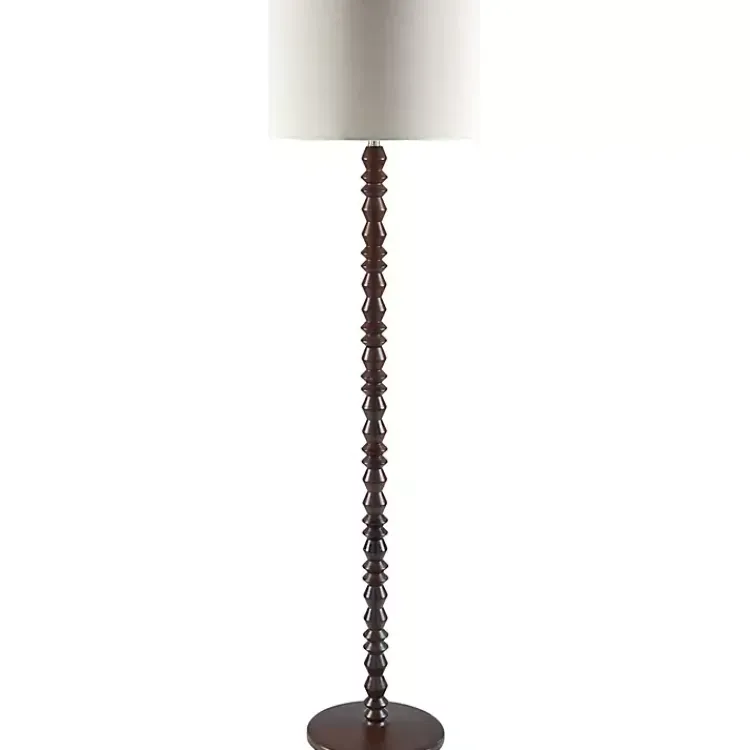 Floor Lamps-Kirklands Home Wood Spindle Paduak Floor Lamp Brown