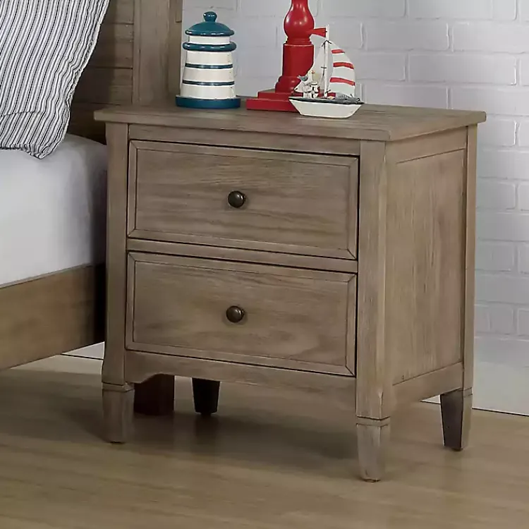 Nightstands-Kirklands Home Graywash Wood 2-Drawer Lyla Nightstand Brown