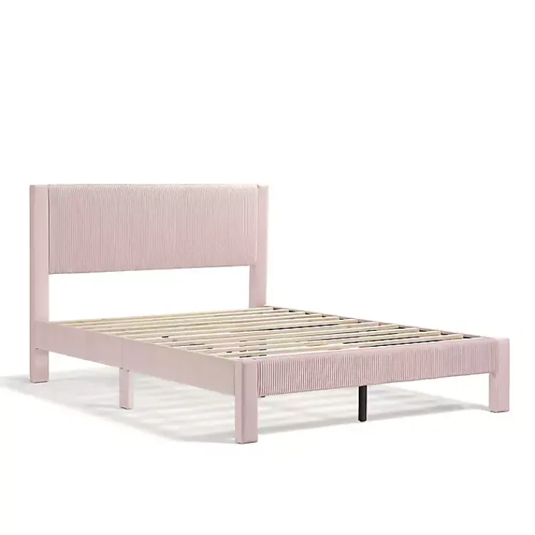 Beds & Headboards-Kirklands Home Upholstered Dalia Queen Platform Bed Pink
