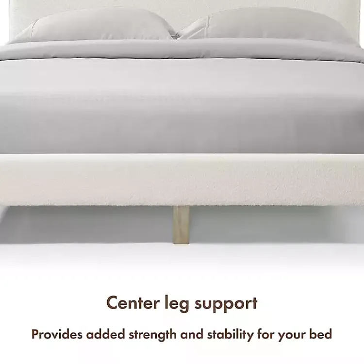 Beds & Headboards-Kirklands Home Boucle Upholstered Sara Queen Bed White