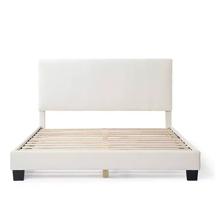 Beds & Headboards-Kirklands Home Boucle Karson Queen Platform Bed White