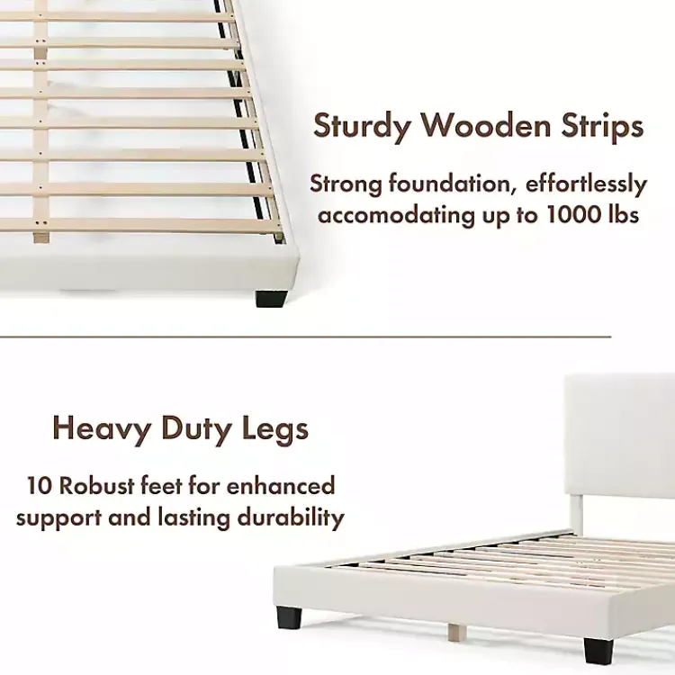 Beds & Headboards-Kirklands Home Boucle Karson Queen Platform Bed White