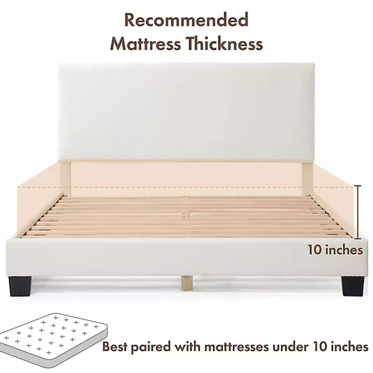 Beds & Headboards-Kirklands Home Boucle Karson Queen Platform Bed White