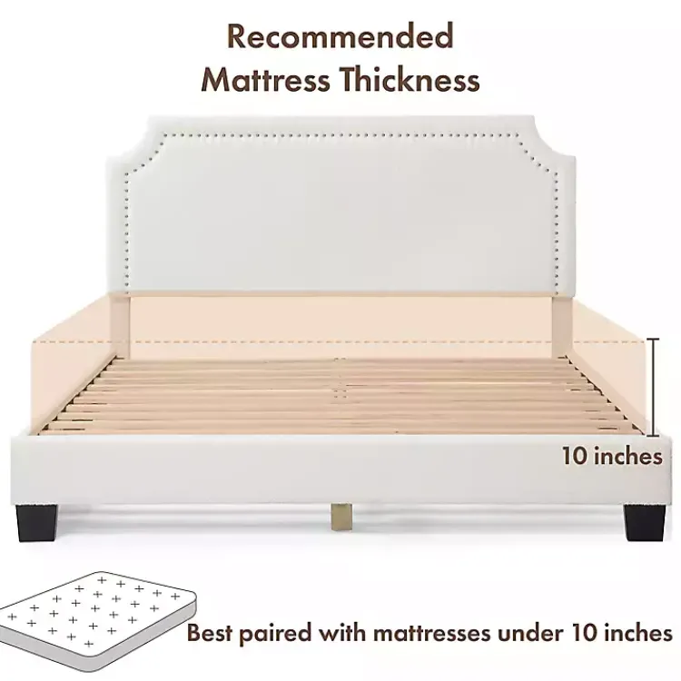 Beds & Headboards-Kirklands Home Boucle Scalloped Corey Queen Platform Bed White