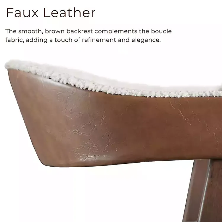 Bar Stools & Counter Height Stools-Kirklands Home Boucle Wood Penny Counter Stools, Set of 2 White