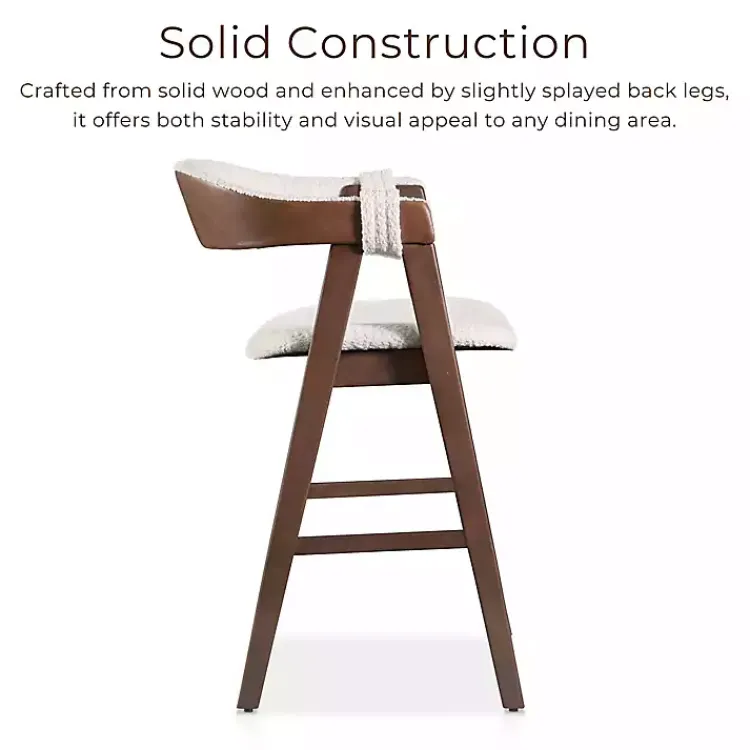 Bar Stools & Counter Height Stools-Kirklands Home Boucle Wood Penny Counter Stools, Set of 2 White