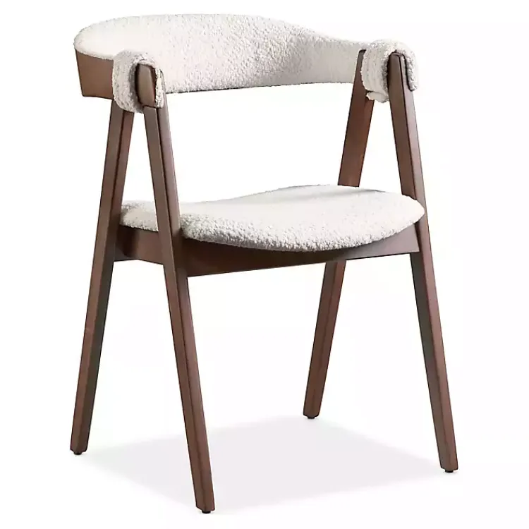 Dining Chairs-Kirklands Home Boucle Wood Penny Dining Chairs, Set of 2 White