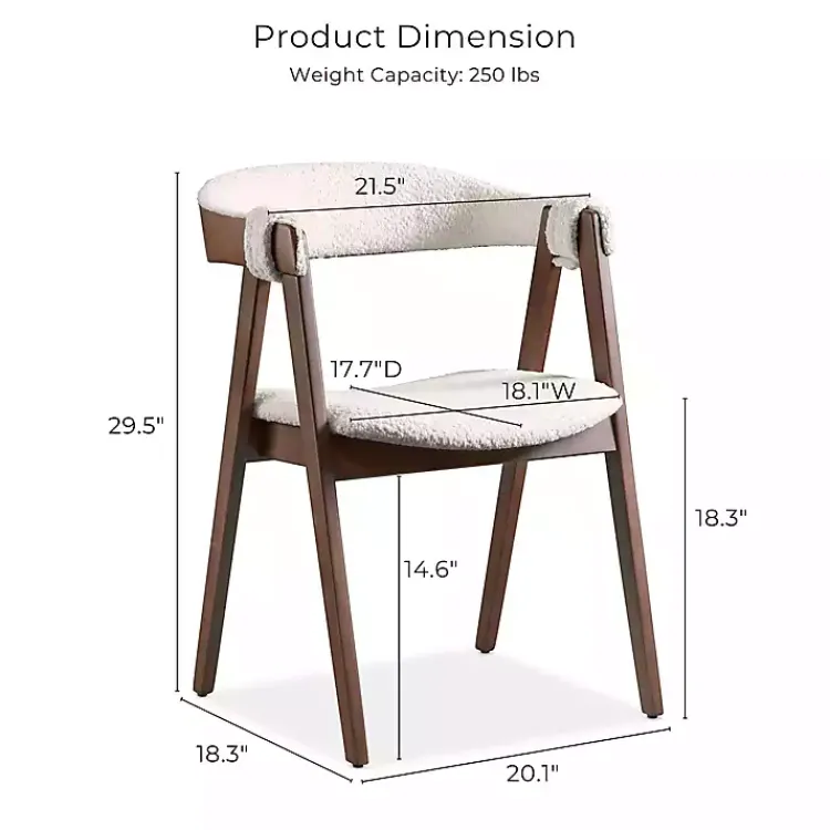 Dining Chairs-Kirklands Home Boucle Wood Penny Dining Chairs, Set of 2 White