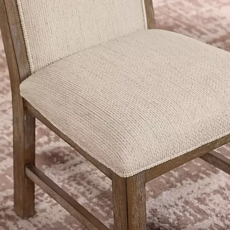 Dining Chairs-Kirklands Home Neutral Upholstered Oak Dining Chairs, Set of 2 Tan