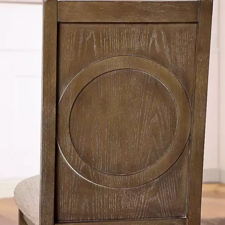 Dining Chairs-Kirklands Home Neutral Upholstered Oak Dining Chairs, Set of 2 Tan