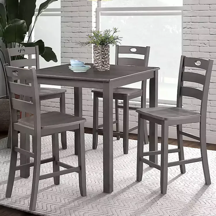 Dining Sets-Kirklands Home Wood Brooke 5-pc. Counter Height Set Gray