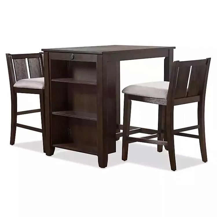 Dining Tables-Kirklands Home Dark Cherry Wood Kayla Counter Height 3-pc. Set Brown