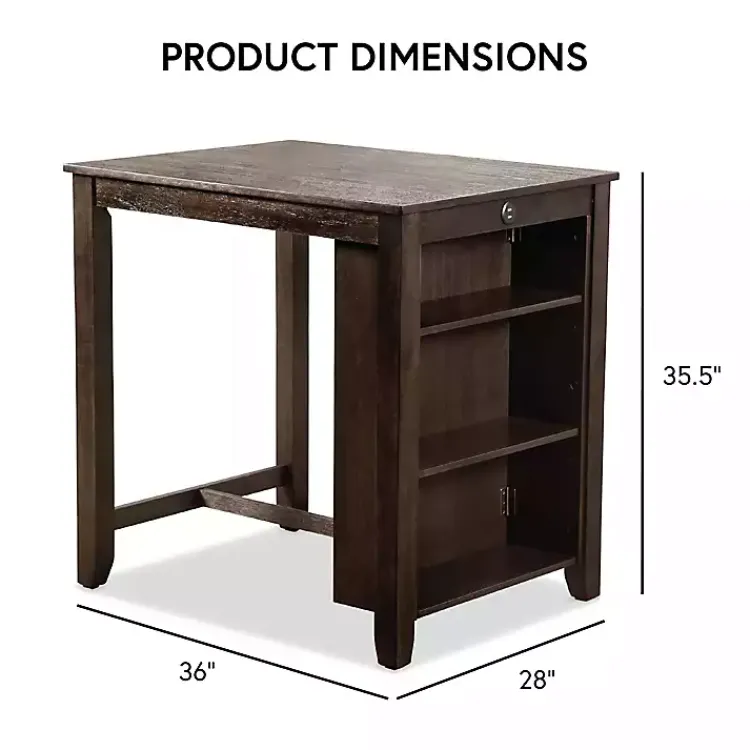 Dining Tables-Kirklands Home Dark Cherry Wood Kayla Counter Height 3-pc. Set Brown