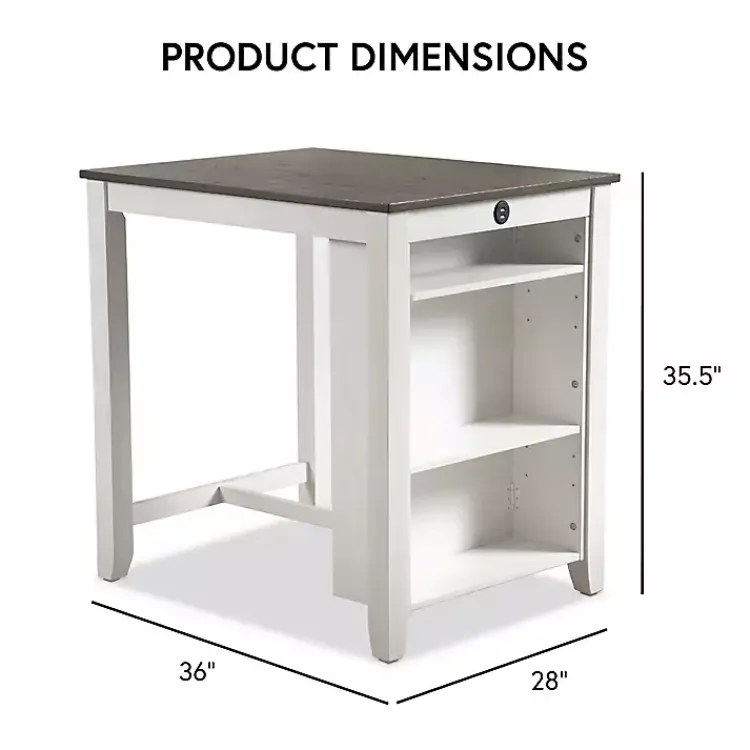 Dining Tables-Kirklands Home & Gray Wood Kayla Counter Height 3-pc. Set White
