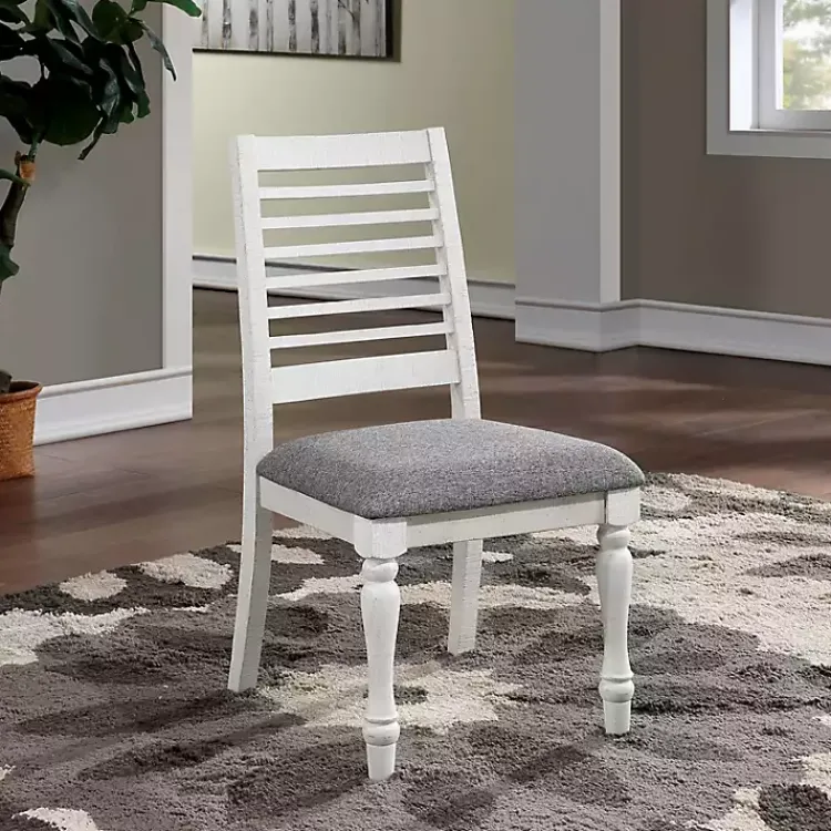 Dining Chairs-Kirklands Home White Upholstered Claire Dining Chairs, Set of 2 Gray
