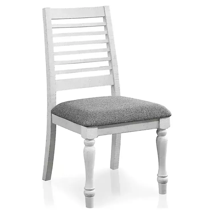 Dining Chairs-Kirklands Home White Upholstered Claire Dining Chairs, Set of 2 Gray