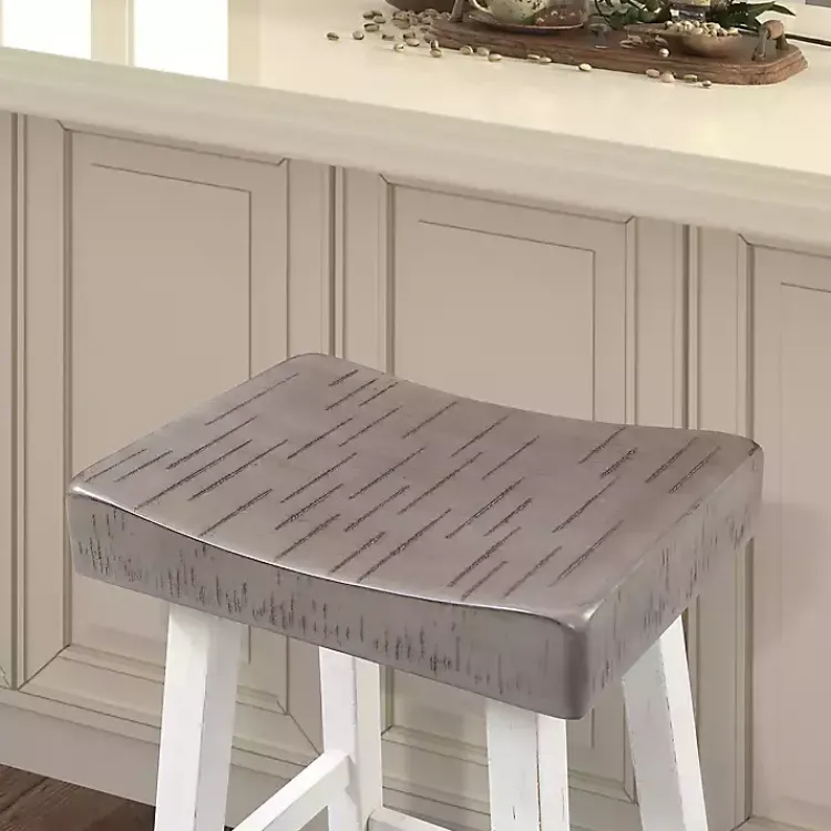 Bar Stools & Counter Height Stools-Kirklands Home & White Cooper Counter Stools, Set of 2 Gray