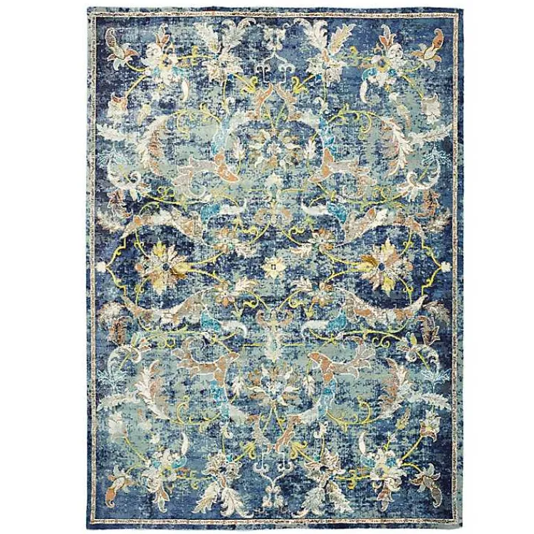 Area Rugs-Kirklands Home Navy Faded Floral Area Rug, 4x6