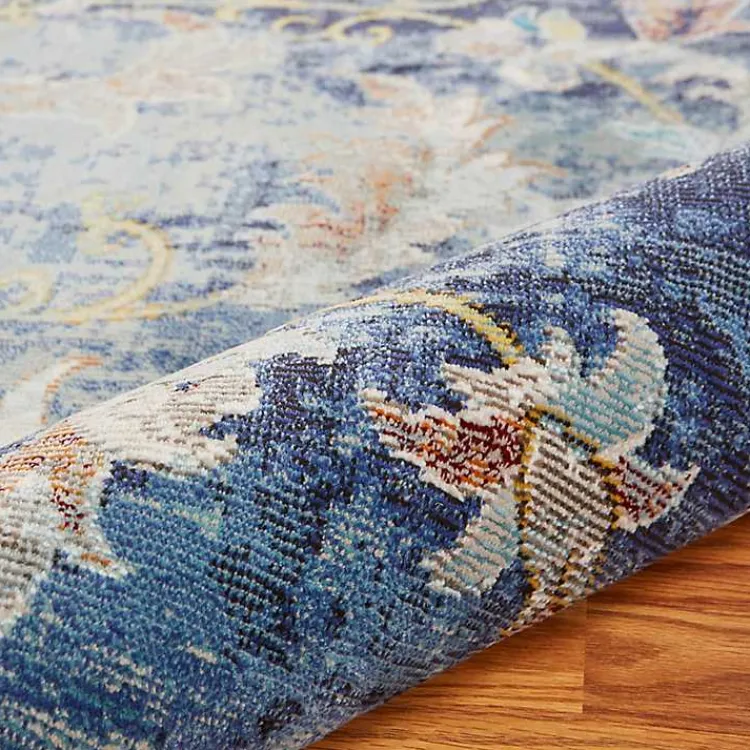 Area Rugs-Kirklands Home Navy Faded Floral Area Rug, 8x10