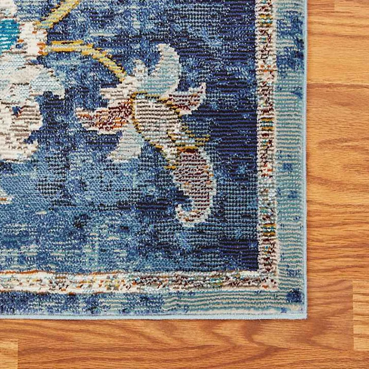 Area Rugs-Kirklands Home Navy Faded Floral Area Rug, 8x10