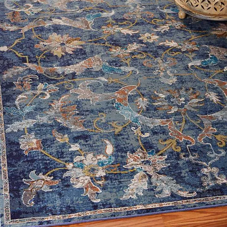 Area Rugs-Kirklands Home Navy Faded Floral Area Rug, 8x10