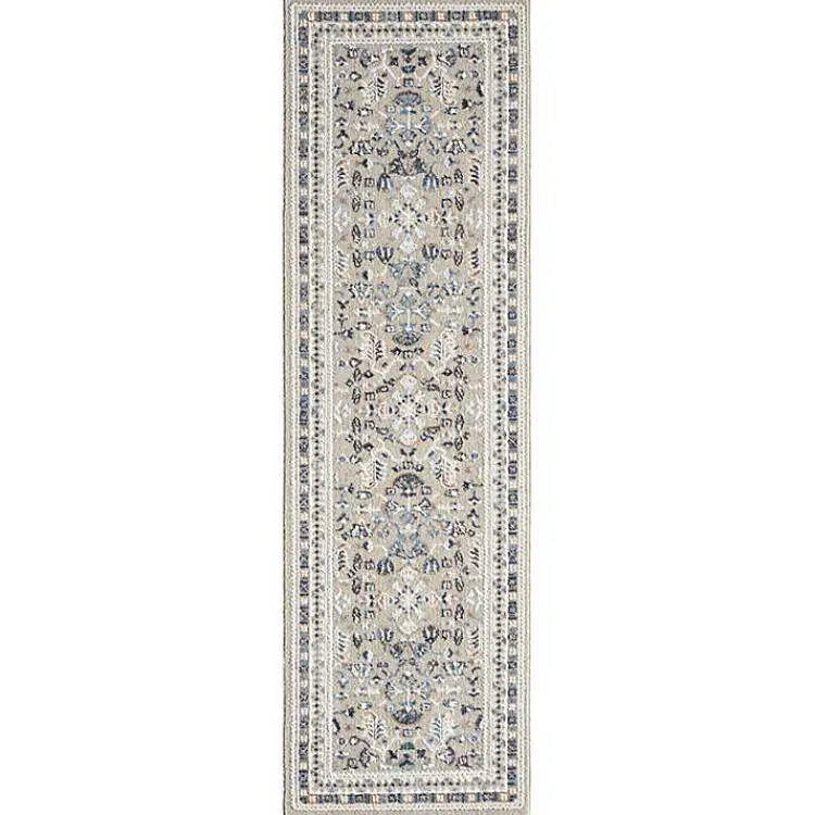 Area Rugs-Kirklands Home Vista Blue Beige Runner, 2x7