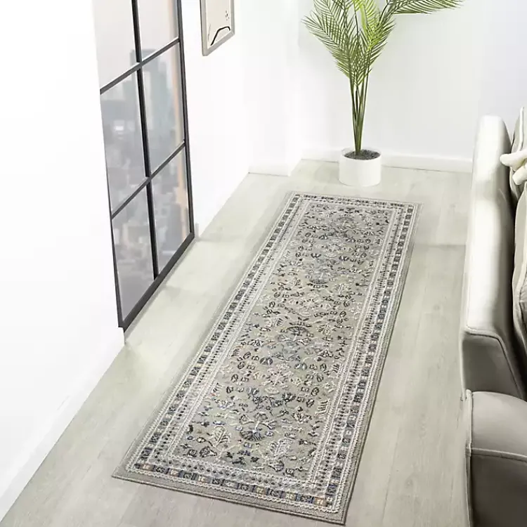 Area Rugs-Kirklands Home Vista Blue Beige Runner, 2x7