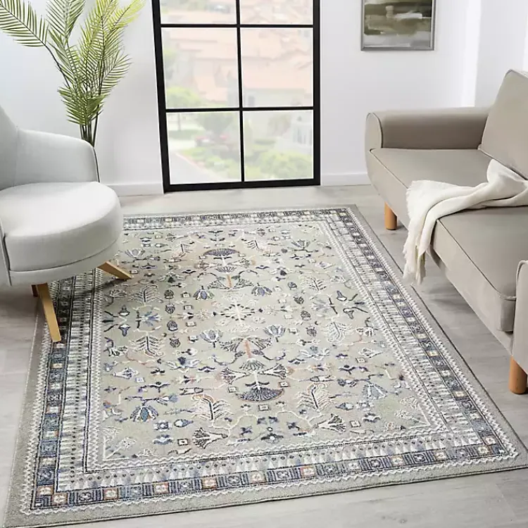 Area Rugs-Kirklands Home Vista Blue Beige Runner, 2x7
