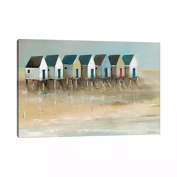 Canvas Art-Kirklands Home Beach Cabins Canvas Art Print Multi