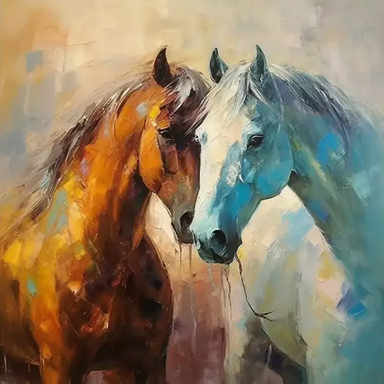 Canvas Art-Kirklands Home Horse Couple Framed Canvas Art Print