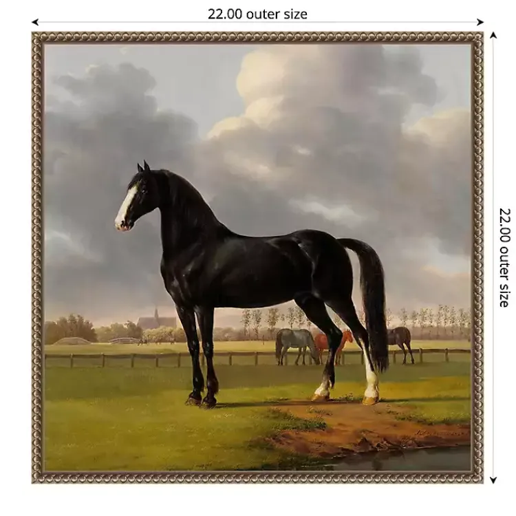 Canvas Art-Kirklands Home Black and White Horse Framed Canvas Art Print