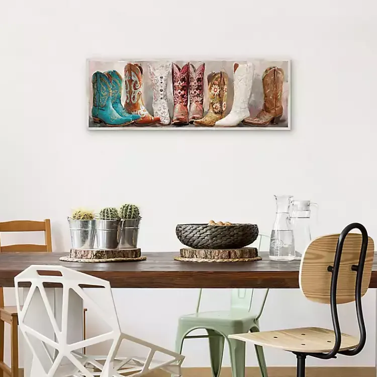 Canvas Art-Kirklands Home Colorful Cowgirl Boots Framed Canvas Art Print