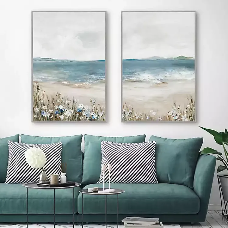 Canvas Art-Kirklands Home Shoreline Slepndor Framed Canvas Art Prints Blue