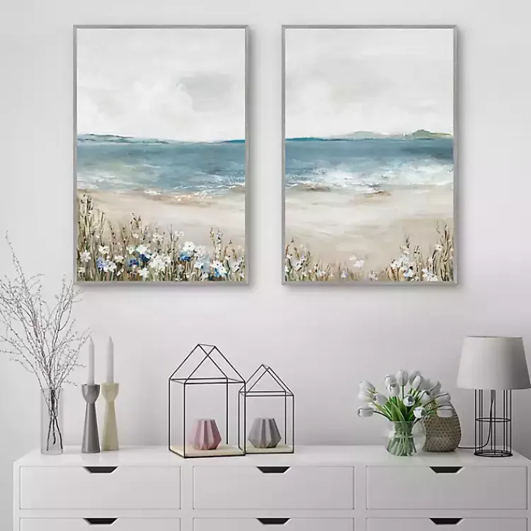 Canvas Art-Kirklands Home Shoreline Slepndor Framed Canvas Art Prints Blue