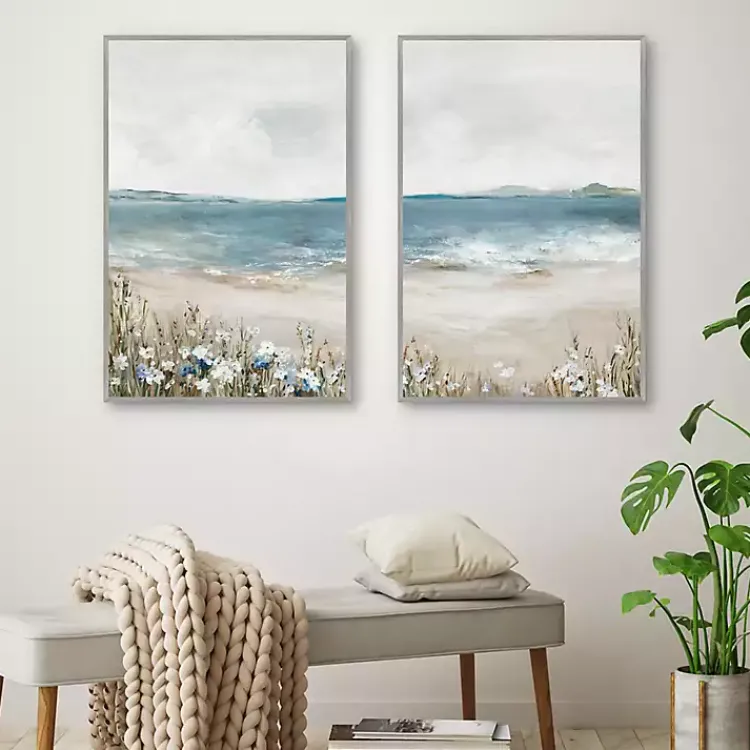 Canvas Art-Kirklands Home Shoreline Slepndor Framed Canvas Art Prints Blue