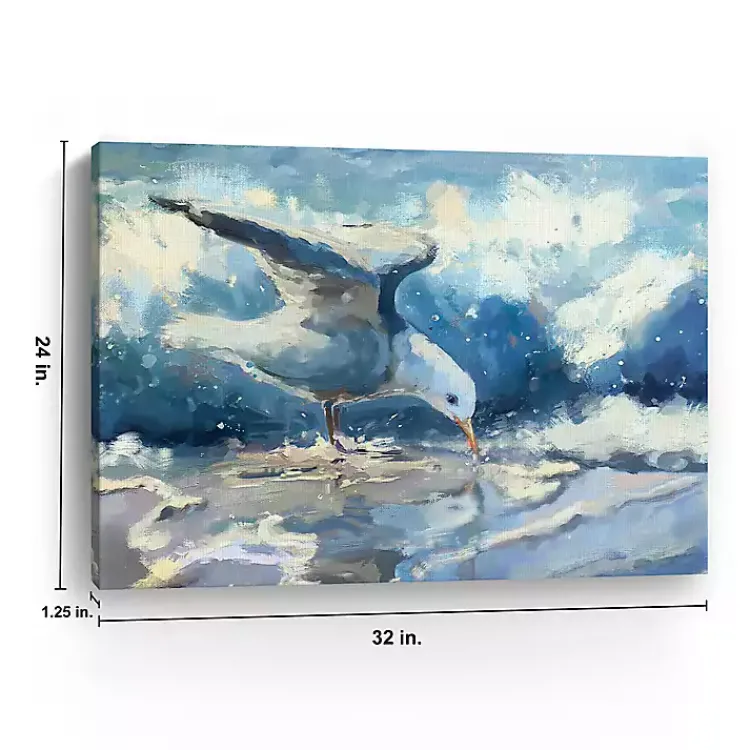 Canvas Art-Kirklands Home Seagull and Waves Canvas Art Print Blue
