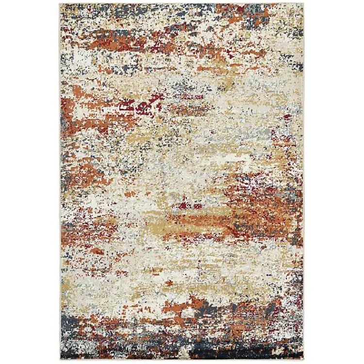 Area Rugs-Kirklands Home Bastia Ivory Orange Area Rug, 5x7 Multi