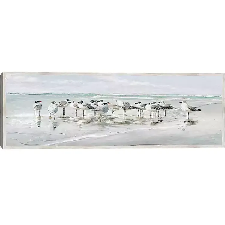 Canvas Art-Kirklands Home Seagull Gathering Framed Canvas Art Print Multi