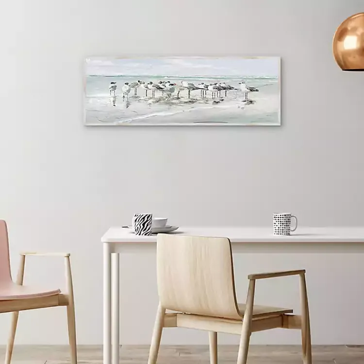 Canvas Art-Kirklands Home Seagull Gathering Framed Canvas Art Print Multi