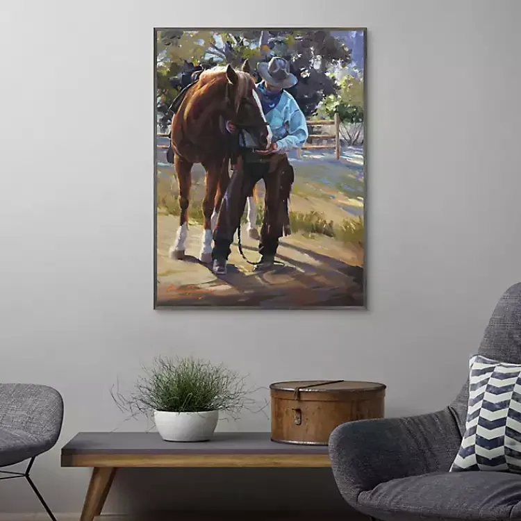 Canvas Art-Kirklands Home A Man And His Horse Framed Canvas Art Print Multi