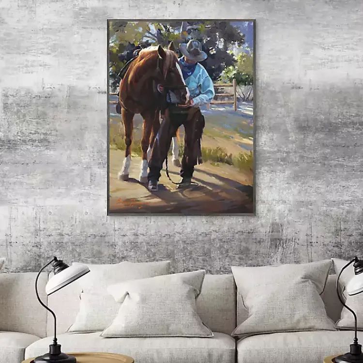 Canvas Art-Kirklands Home A Man And His Horse Framed Canvas Art Print Multi