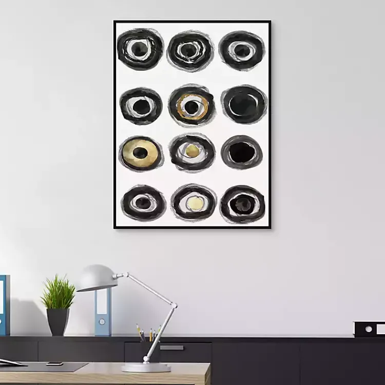 Canvas Art-Kirklands Home Neutral Circles Framed Canvas Art Print