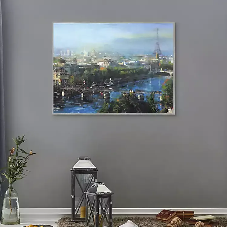 Canvas Art-Kirklands Home Paris Pedestrian Bridge Framed Canas Art Print Multi