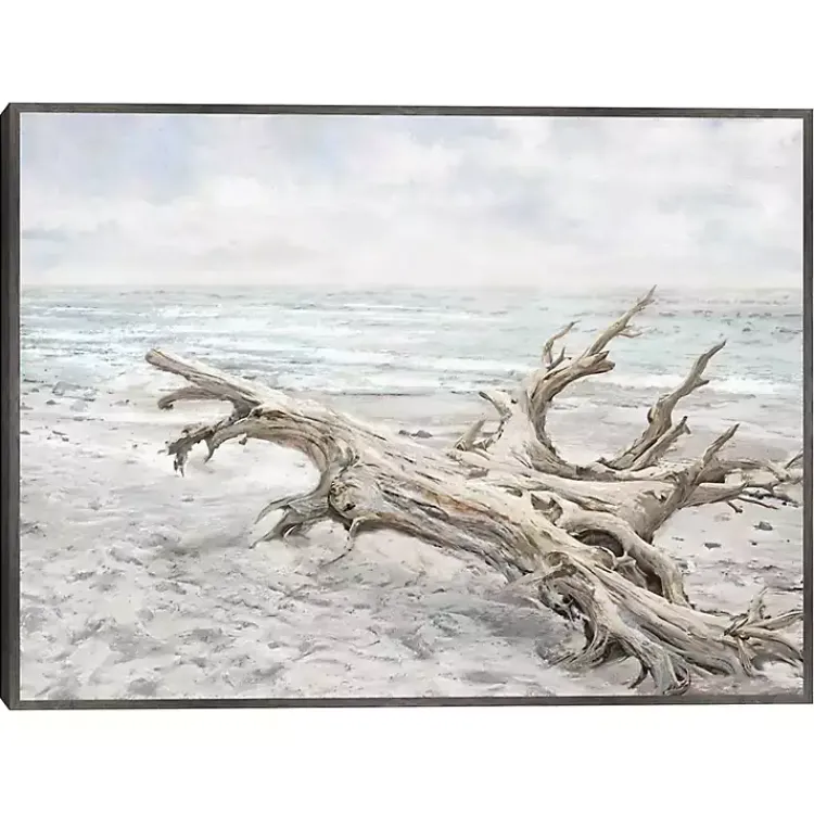 Canvas Art-Kirklands Home Driftwood On The Beach Framed Canvas Art Print Multi