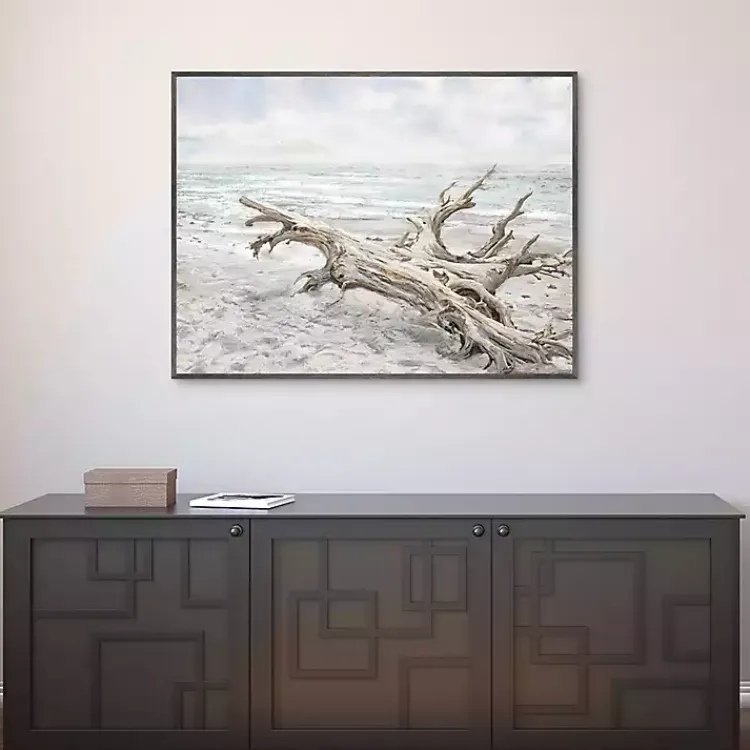 Canvas Art-Kirklands Home Driftwood On The Beach Framed Canvas Art Print Multi
