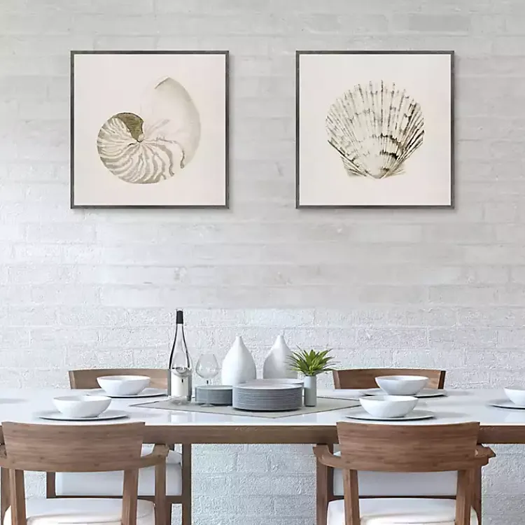 Canvas Art-Kirklands Home Vintage Shells Framed Canvas Art Prints, Set of 2 Ivory